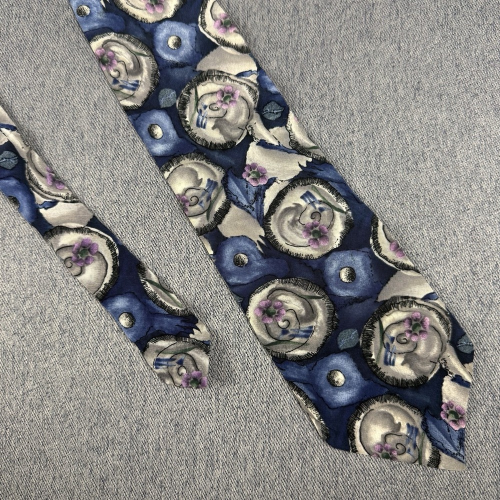 Jerry Garcia Snail Garden Silk Necktie Abstract Colorful Hippie Y2K VTG